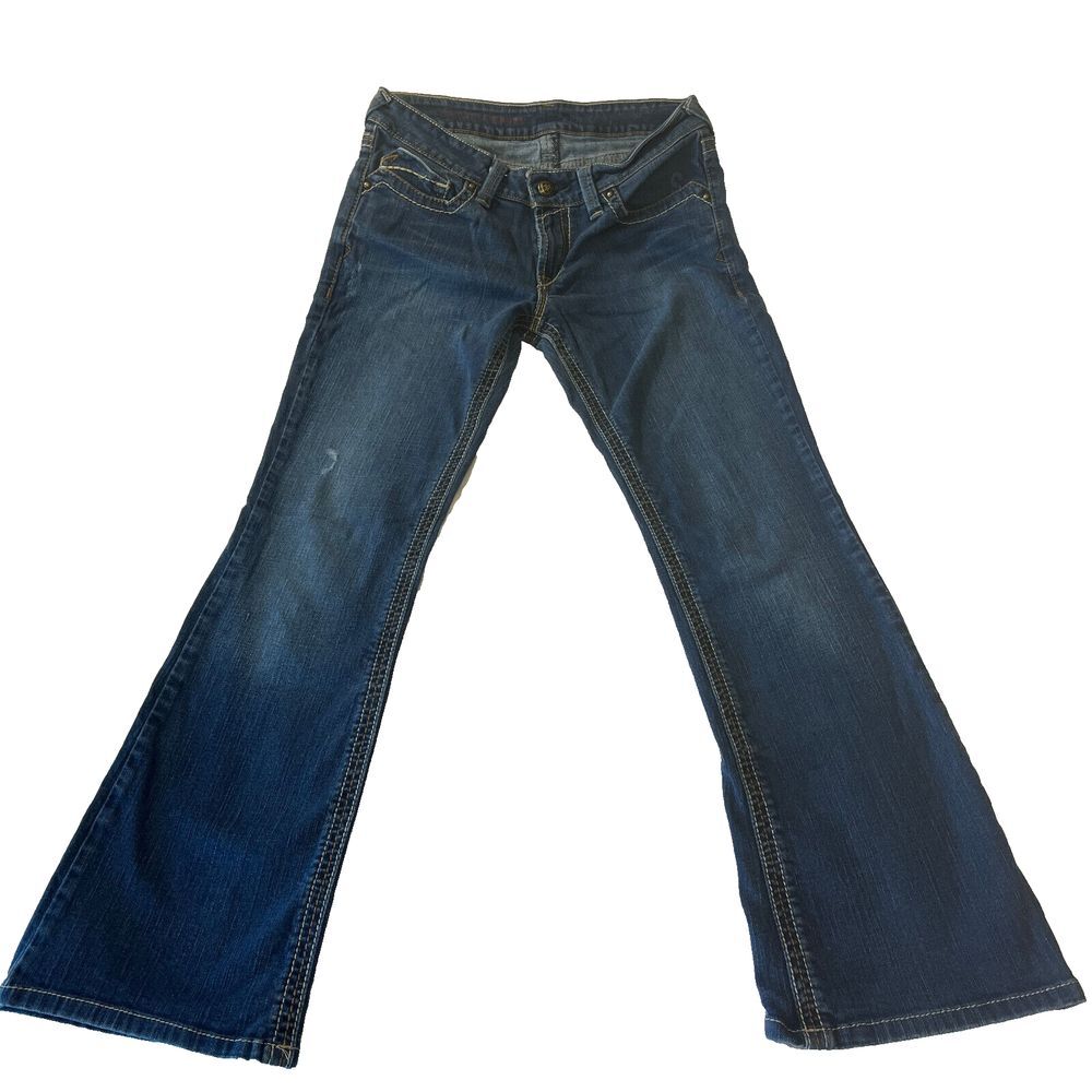 Ariat‎ 29 R Bootcut Jeans Medium Wash Low Rise Thick Stitch Embroidered 30x30